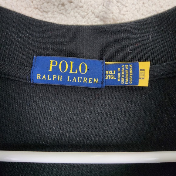 Polo Ralph Lauren Pique Polo Shirt Mens 3XLT Black Red Pony Classic Preppy - Picture 7 of 9